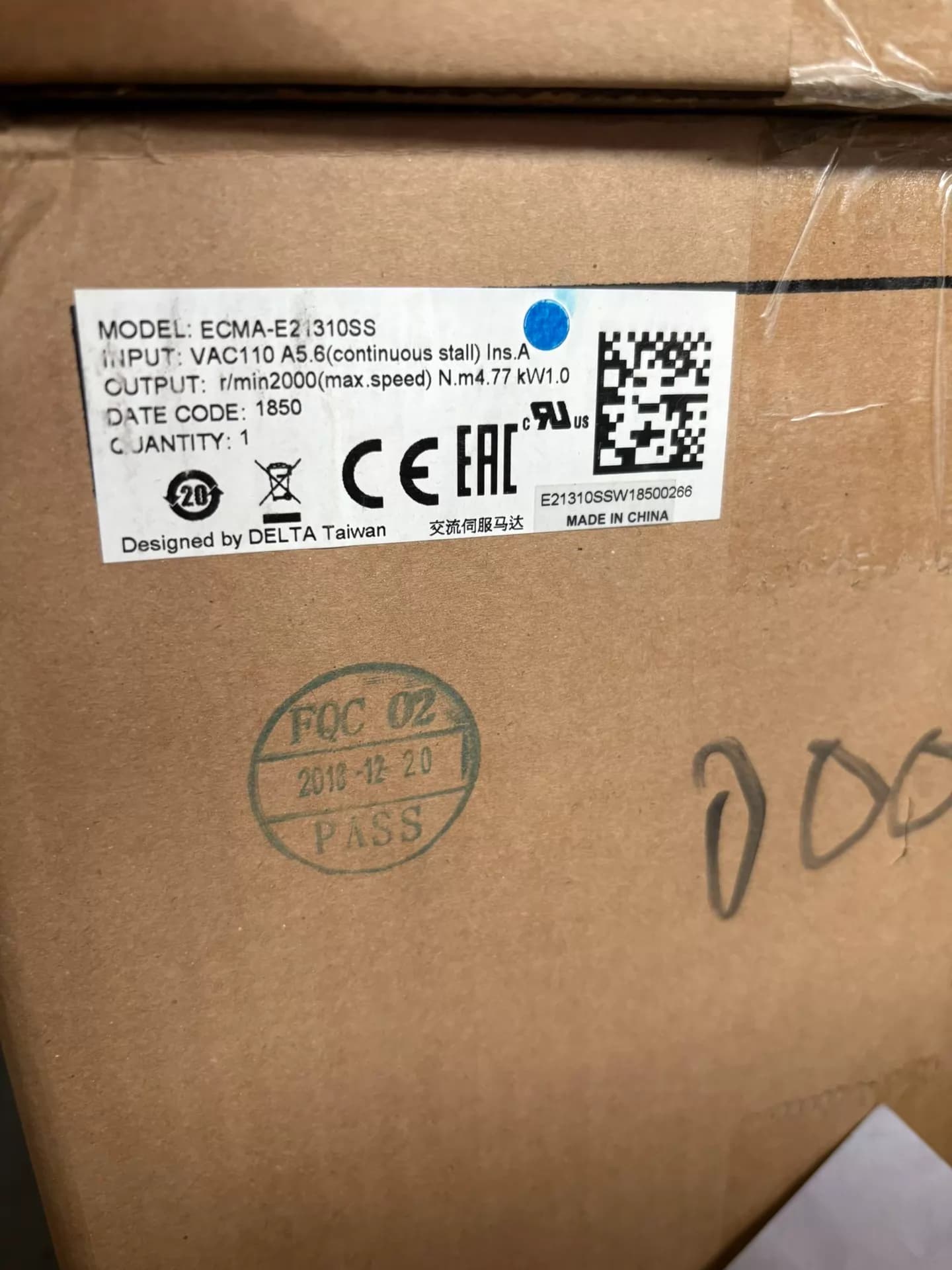 100 % helt ny original och äkta Delta ECMA-E21310SS Frekvensomvandlare Driv servomotor