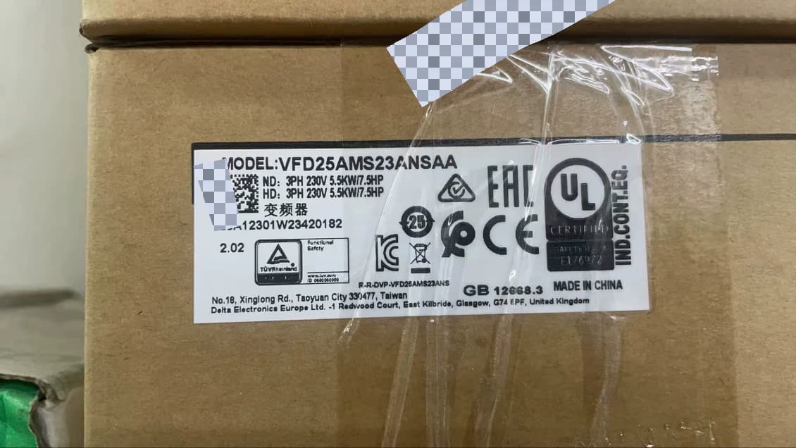 100% helt ny original och äkta Delta VFD25AMS23ANSAA 5,5KW trefas 220V frekvensomriktare Driv servomotor