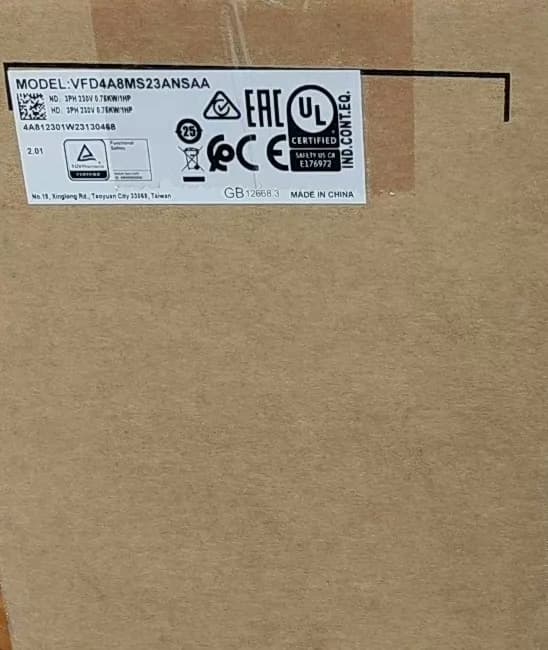 100 % helt ny original och äkta Delta VFD4A8MS23ANSAA 0,75KW trefas 220V frekvensomriktare Driv servomotor