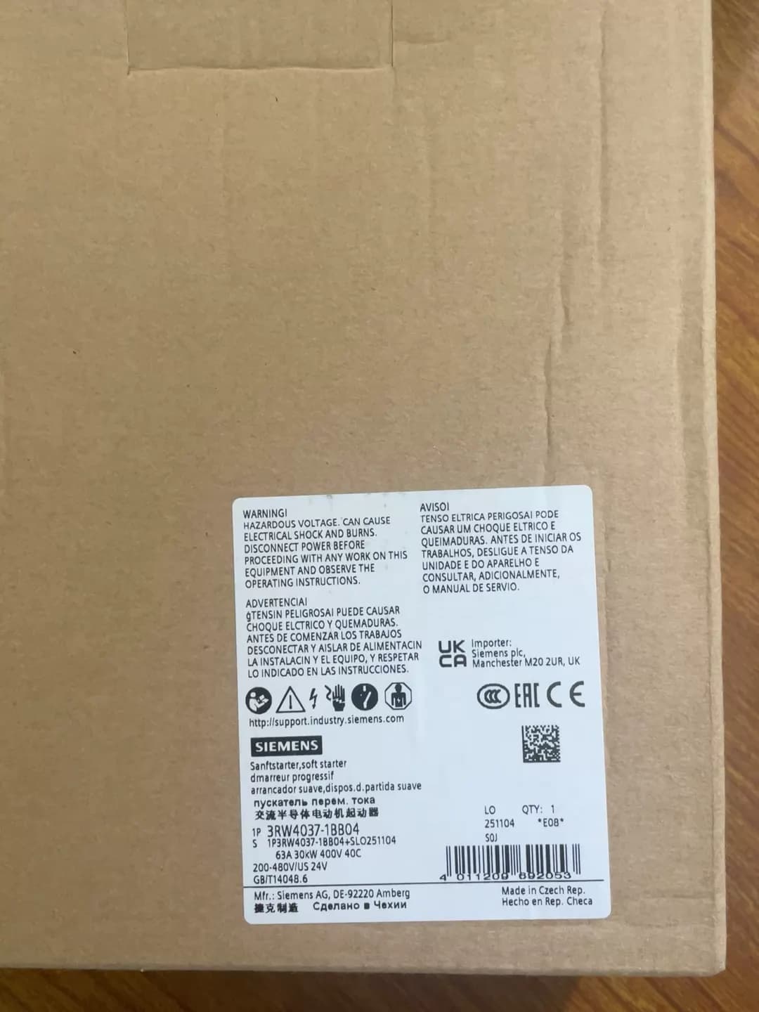 Helt ny, äkta, fabriksstyrd Siemens 3RW4037-1BB04 mjukstartare SIRIUS SOFT STARTER