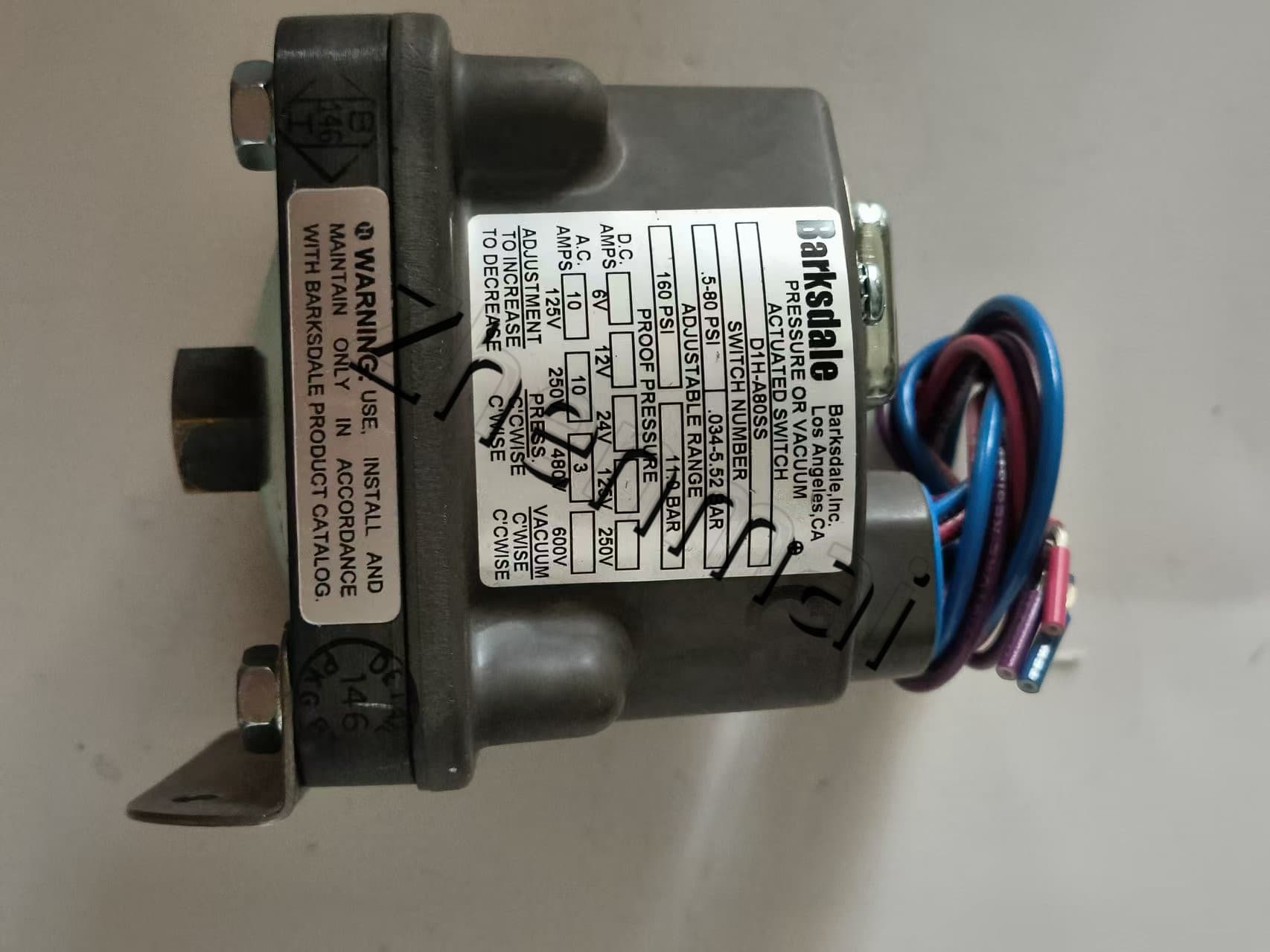 Helt ny original Barksdale D1H-A80SS Trycksensor Nivåomkopplare Flödesvakt Tryckomkopplare Snabb leverans